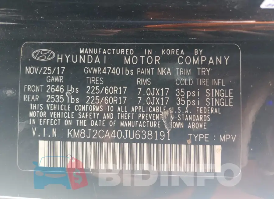 KM8J2CA40JU638191 Photo# 13