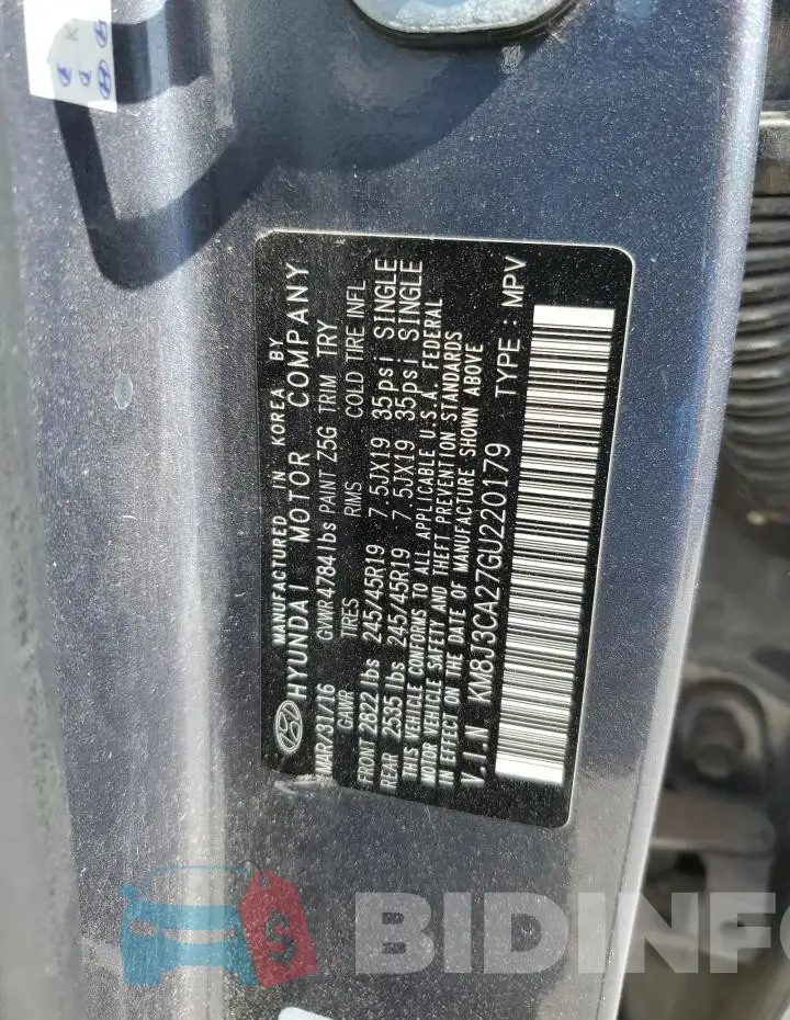 KM8J3CA27GU220179 Photo# 13