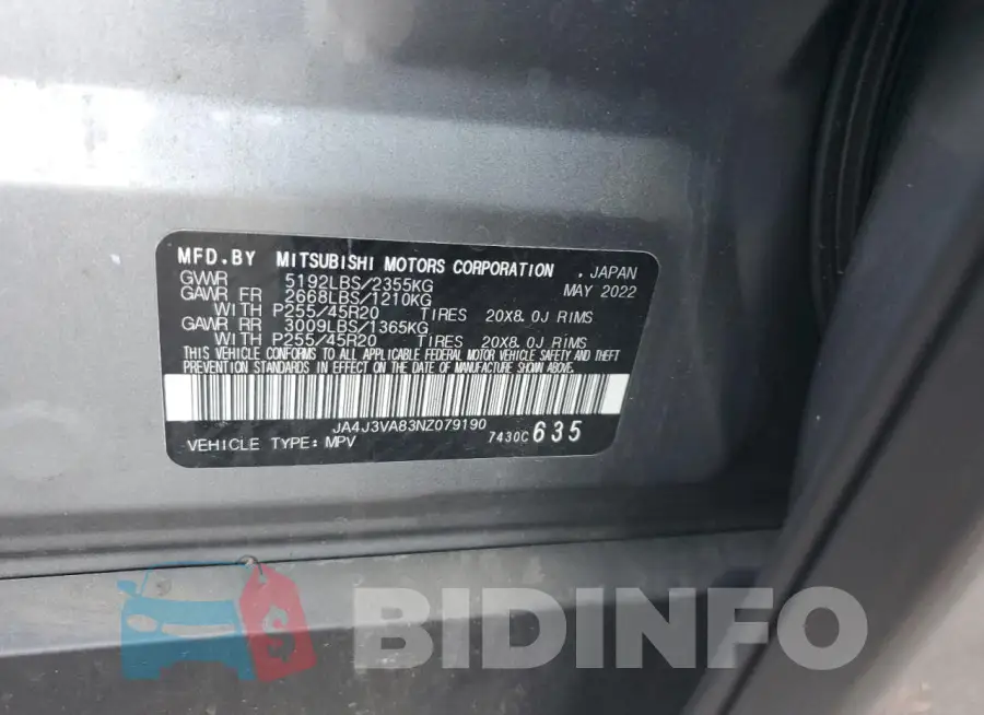 JA4J3VA83NZ079190 Photo# 13