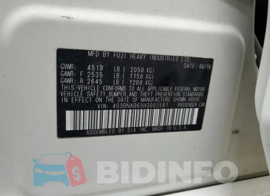 4S3BNAB65H3002581 Photo# 13