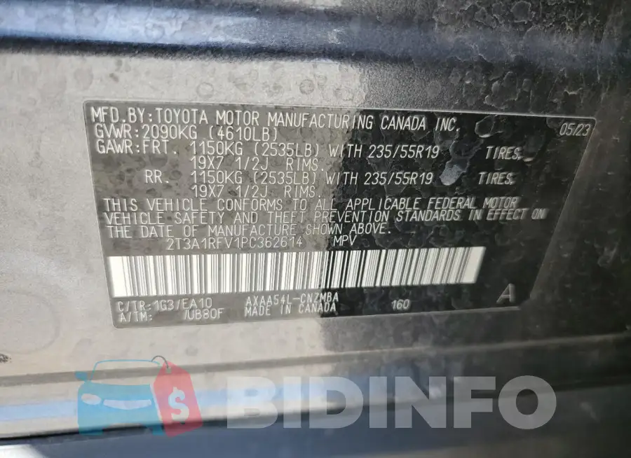 2T3A1RFV1PC362614 Photo# 14