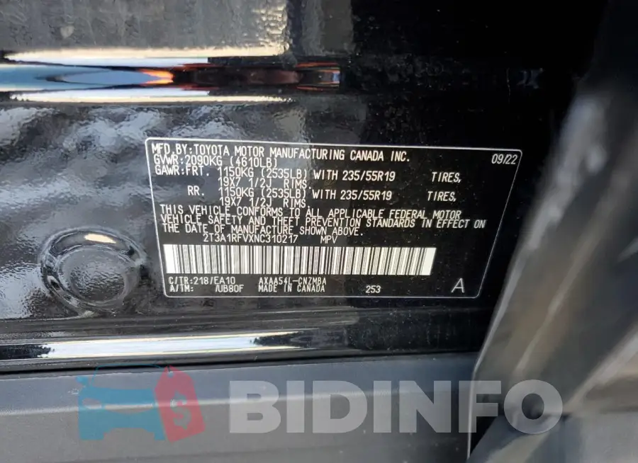 2T3A1RFVXNC310217 Photo# 13
