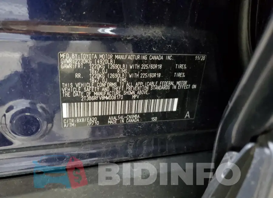 2T3B6RFV8MW008170 Photo# 13