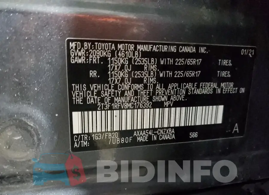 2T3F1RFV8MC176392 Photo# 14