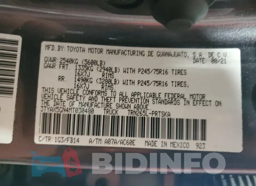 3TYAX5GN4MT030480 Photo# 12