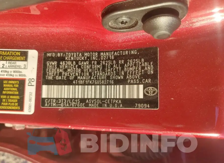 4T1BF1FK7GU582716 Photo# 13