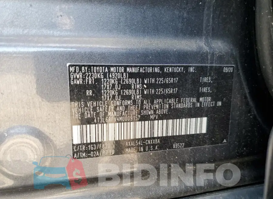 4T3L6RFV4MU009157 Photo# 12