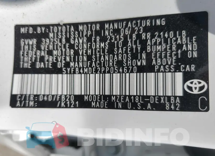 5YFB4MDE2PP054670 Photo# 12
