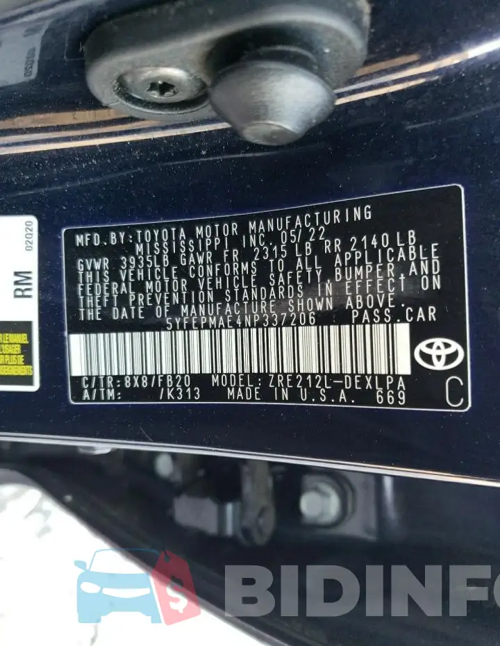 5YFEPMAE4NP337206 Photo# 12