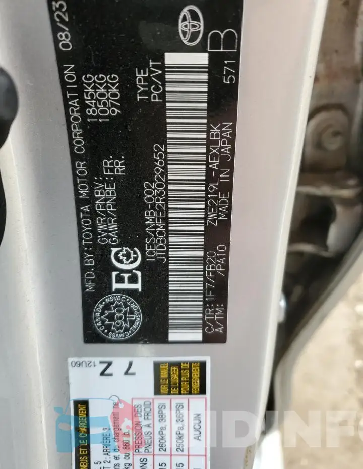 JTDBCMFE2R3029652 Photo# 13