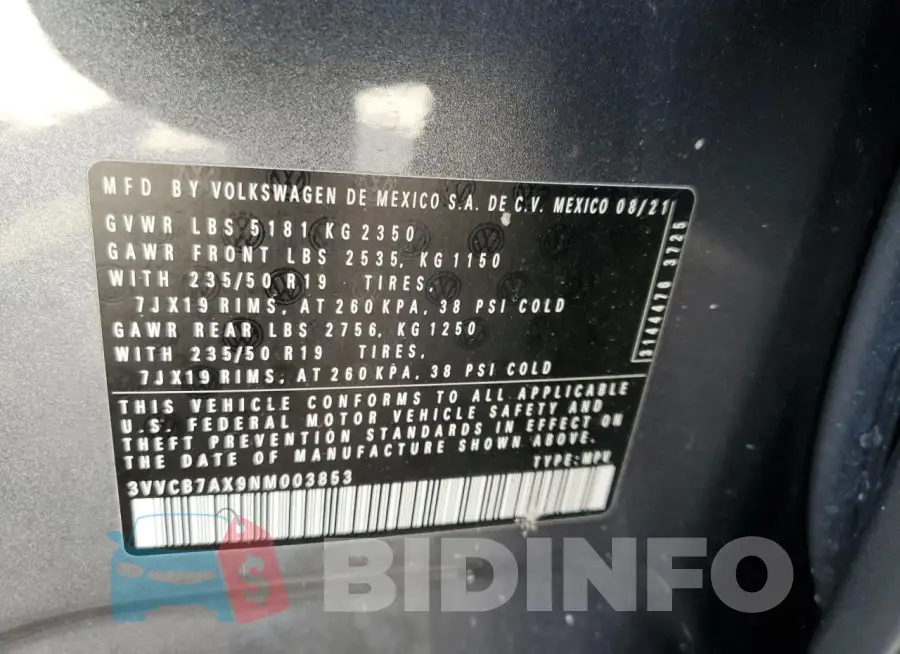 3VVCB7AX9NM003853 Photo# 13