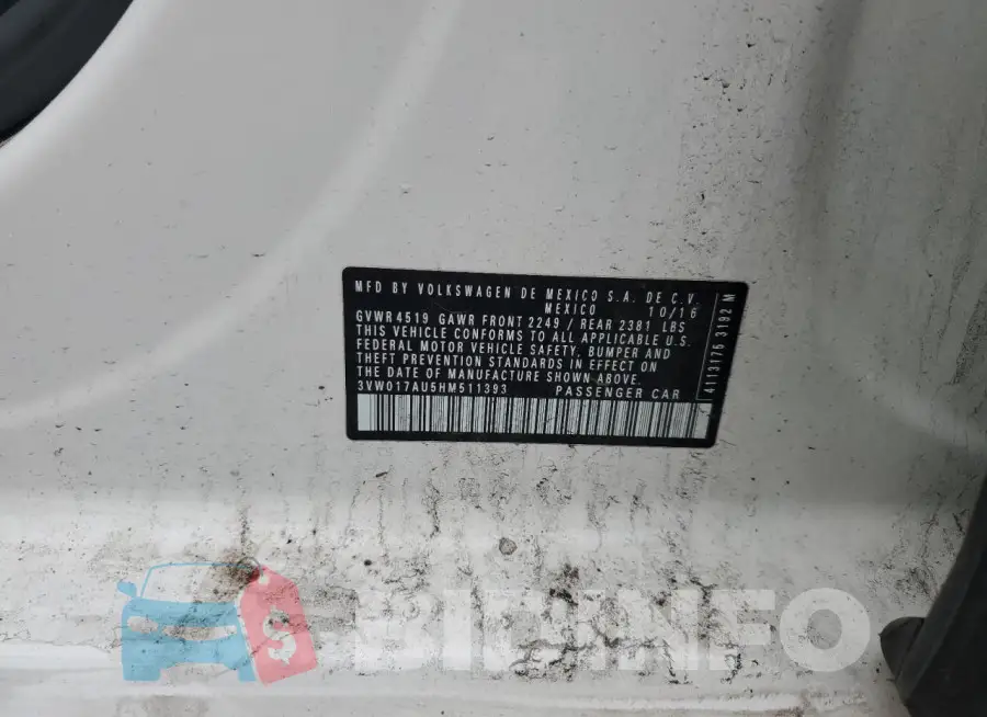 3VW017AU5HM511393 Photo# 12