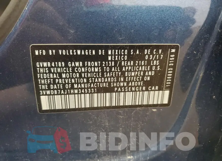 3VWDB7AJ1HM345331 Photo# 12