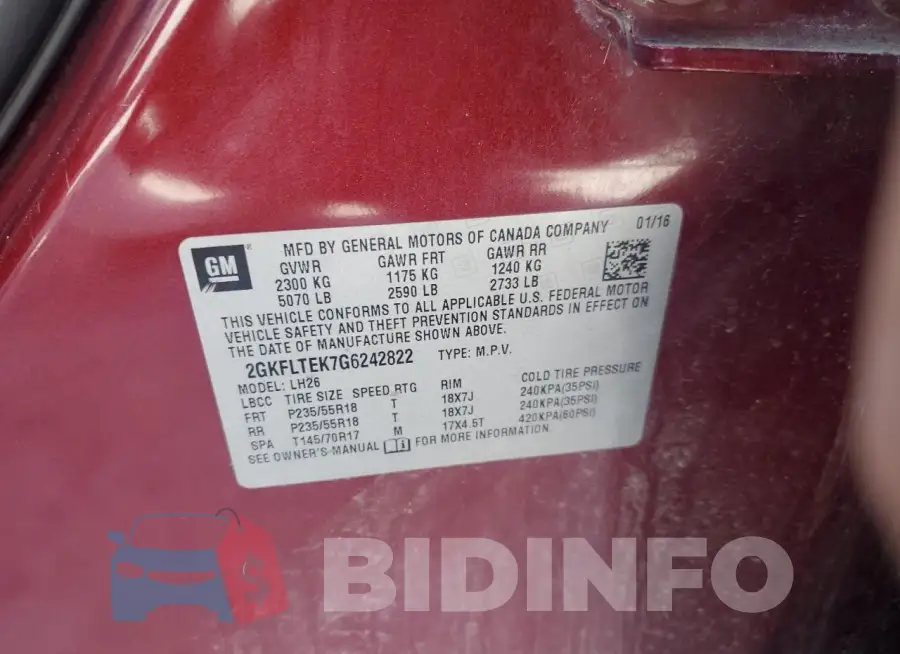 2GKFLTEK7G6242822 Photo# 13