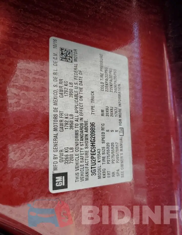 3GTU2PEC9HG209896 Photo# 12