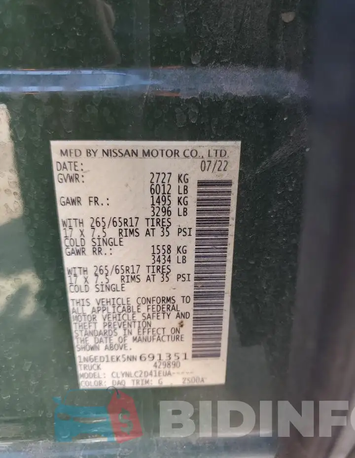 1N6ED1EK5NN691351 Photo# 12