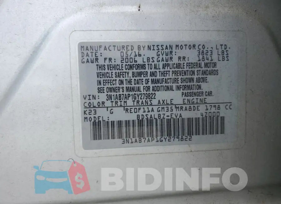 3N1AB7AP1GY279822 Photo# 12