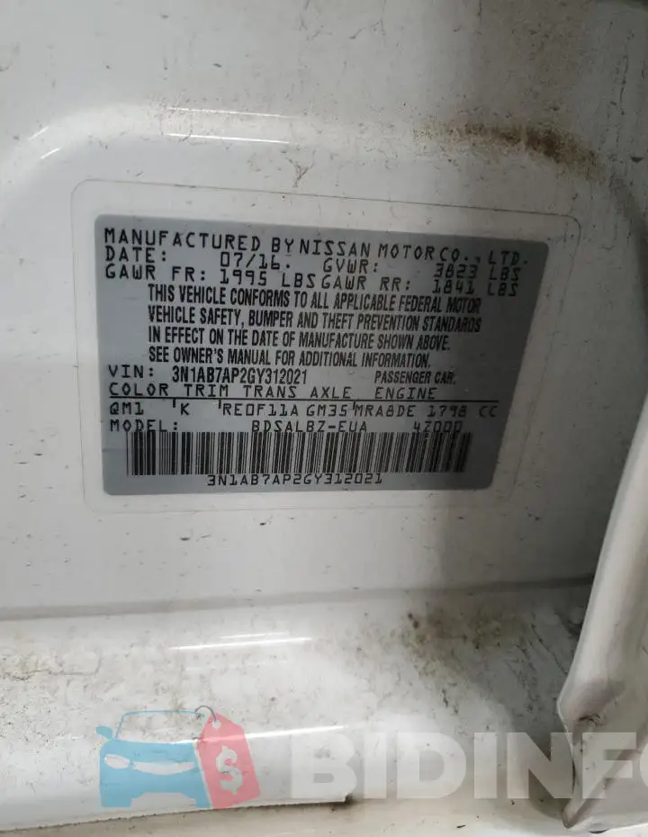 3N1AB7AP2GY312021 Photo# 12