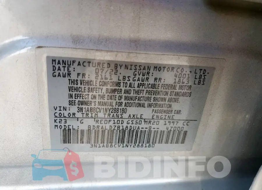 3N1AB8CV1NY288180 Photo# 12