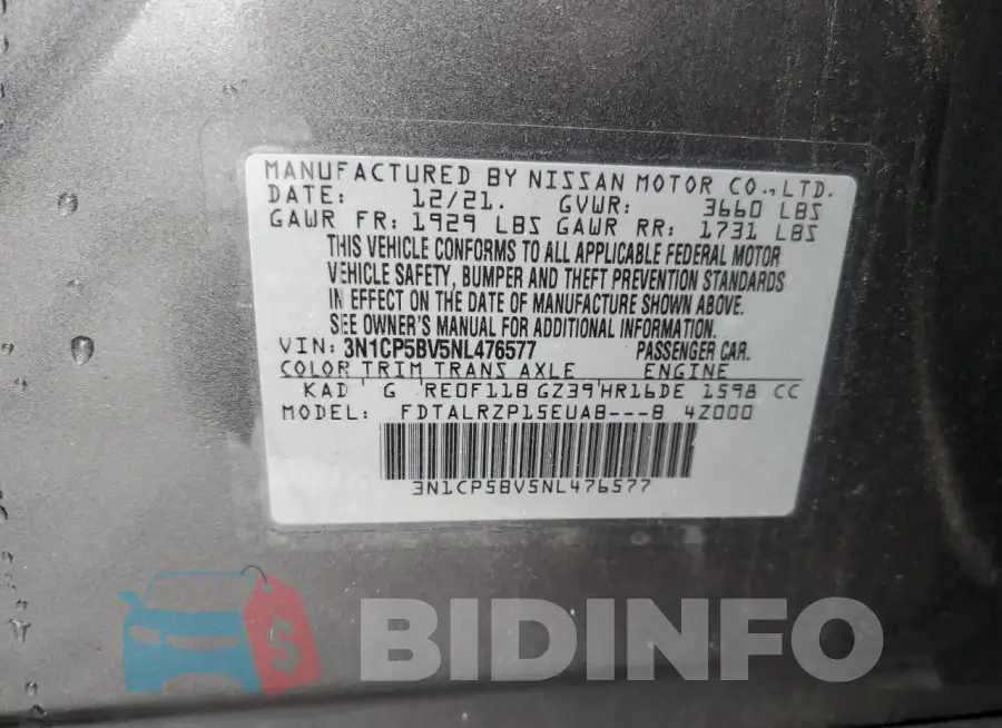 3N1CP5BV5NL476577 Photo# 14