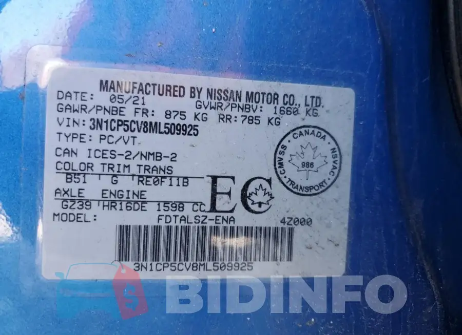 3N1CP5CV8ML509925 Photo# 12