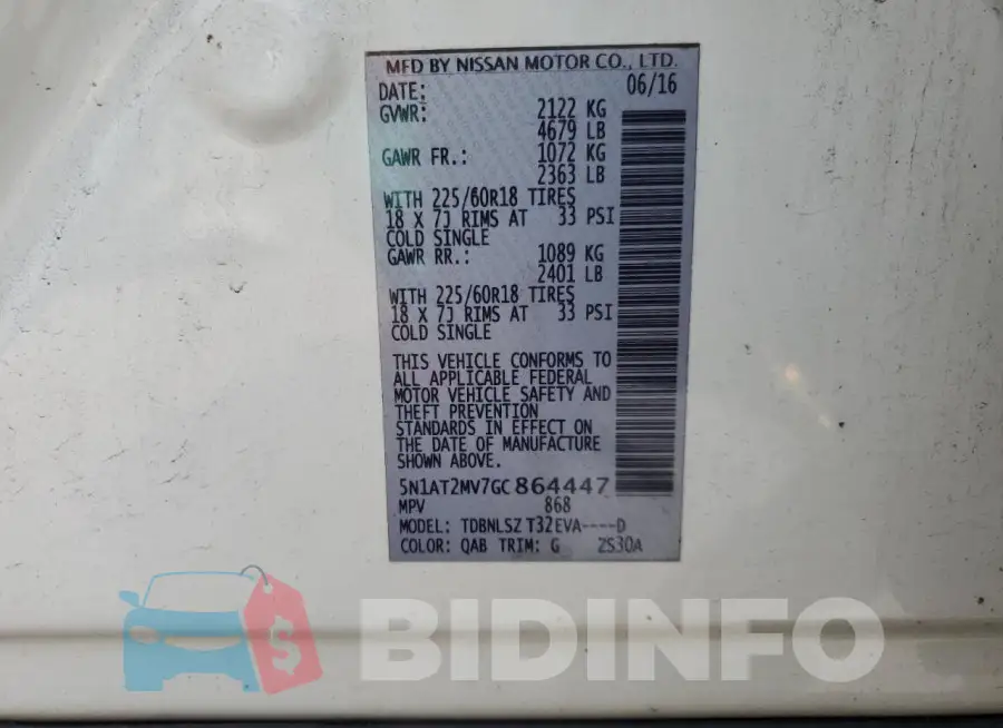 5N1AT2MV7GC864447 Photo# 13