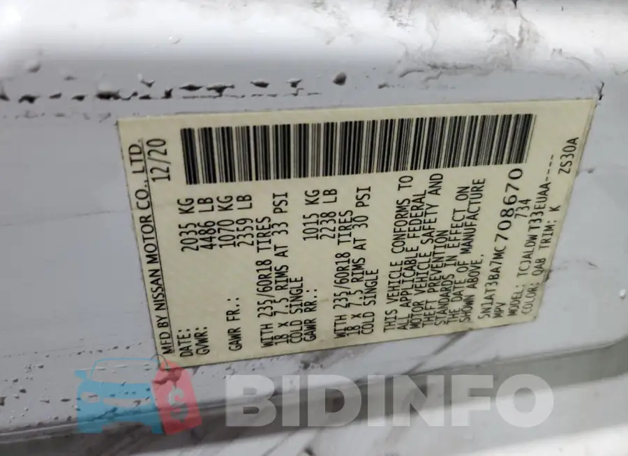 5N1AT3BA7MC708670 Photo# 13