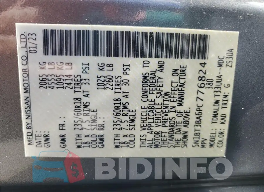 5N1BT3BA6PC776824 Photo# 13