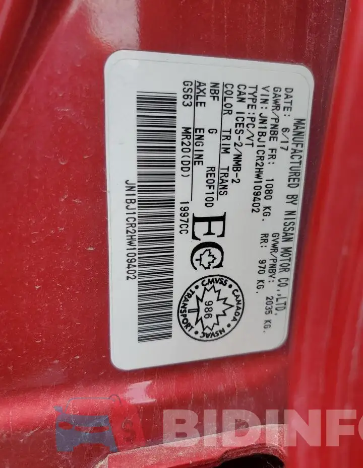 JN1BJ1CR2HW109402 Photo# 14