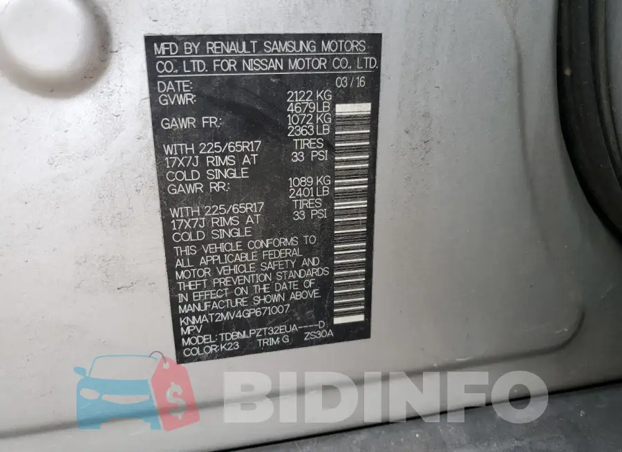 KNMAT2MV4GP671007 Photo# 12