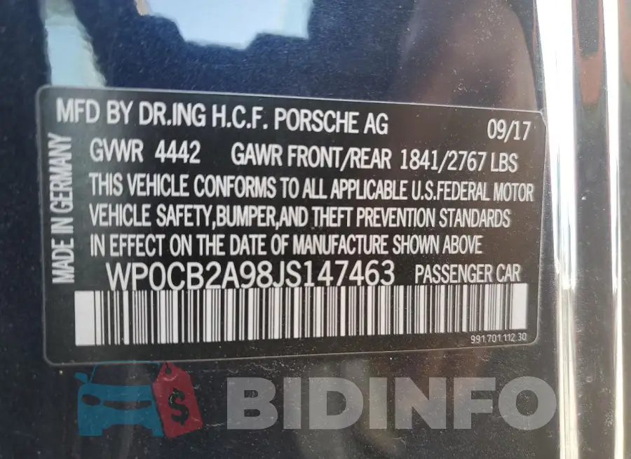 WP0CB2A98JS147463 Photo# 12