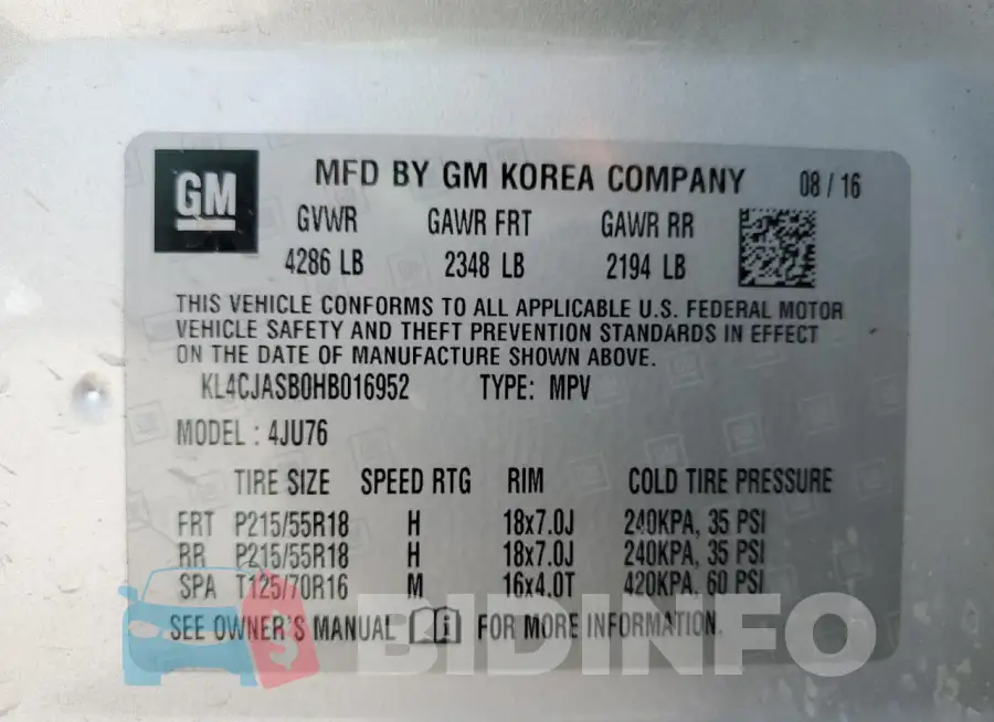 KL4CJASB0HB016952 Photo# 13