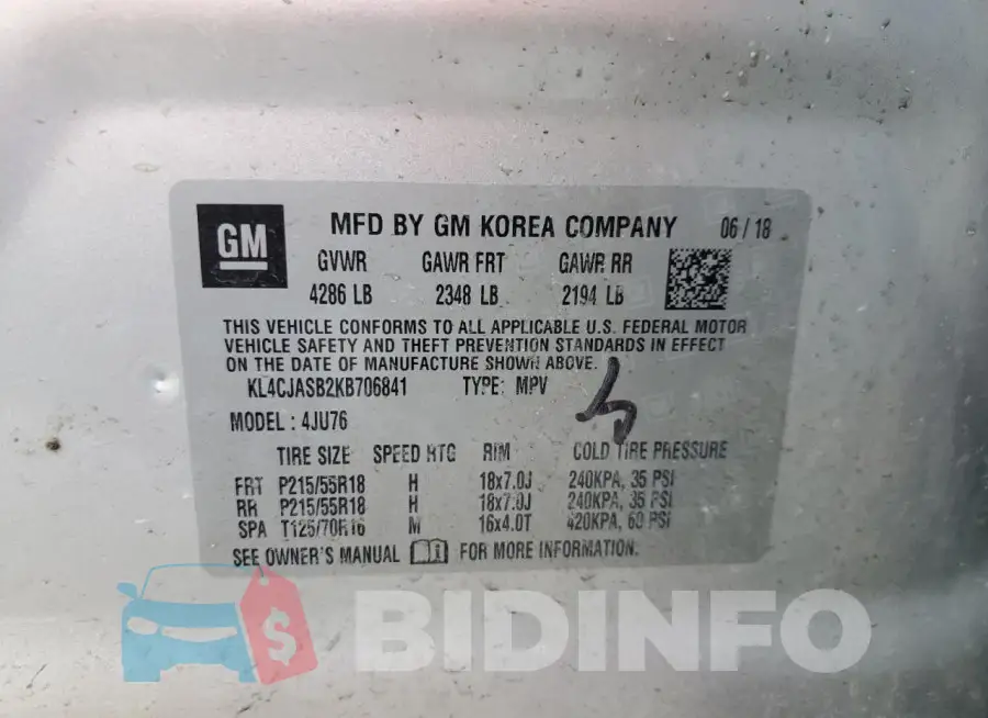 KL4CJASB2KB706841 Photo# 13
