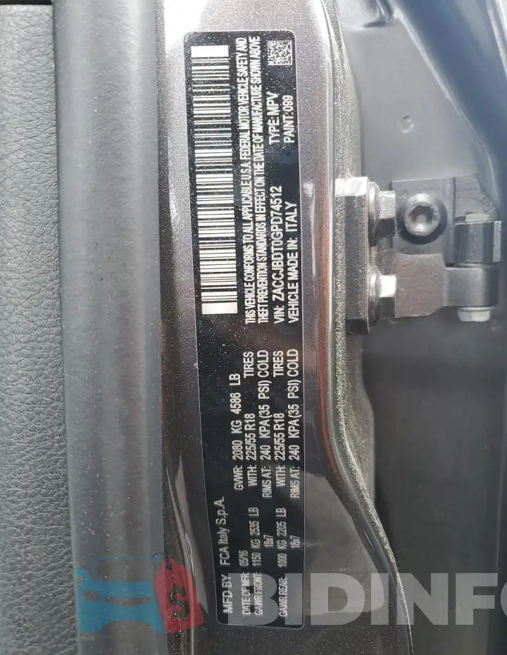 ZACCJBDT0GPD74512 Photo# 13