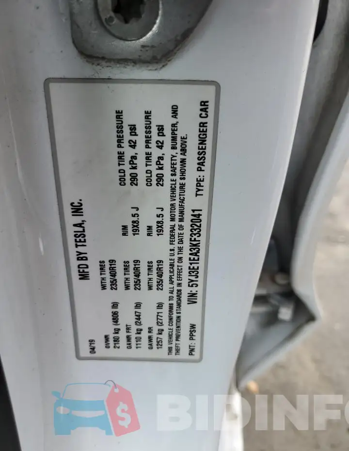 5YJ3E1EA3KF332041 Photo# 12