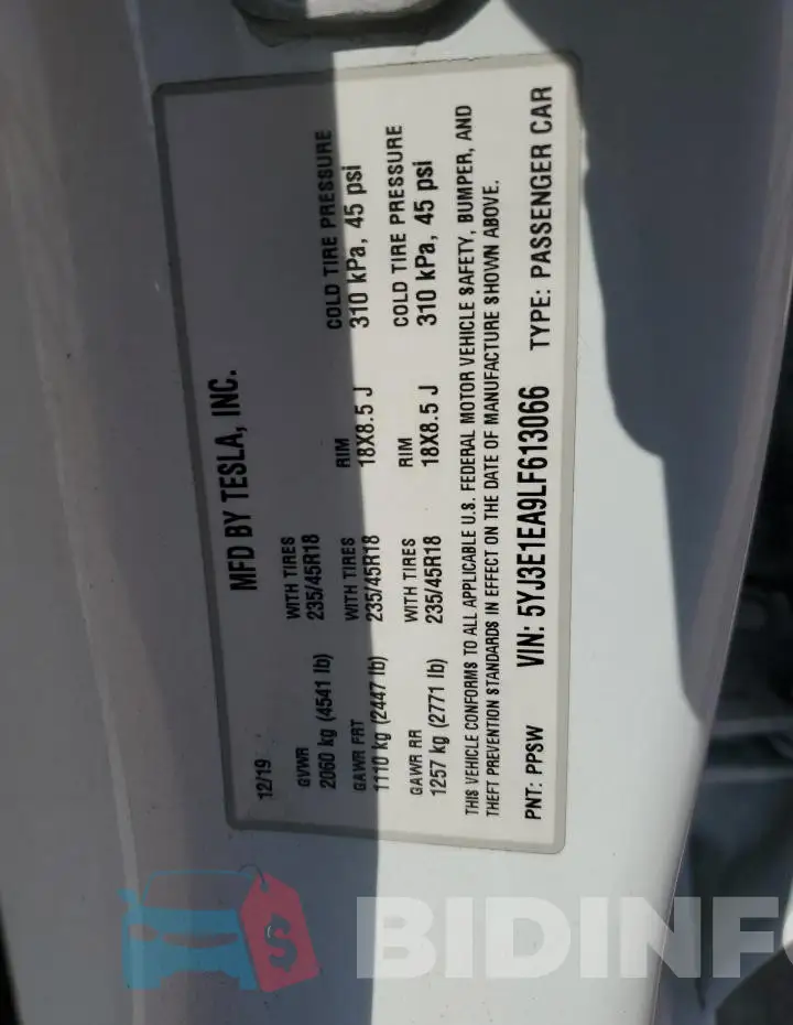 5YJ3E1EA9LF613066 Photo# 13