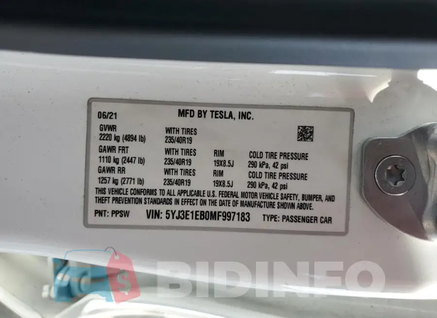 5YJ3E1EB0MF997183 Photo# 13