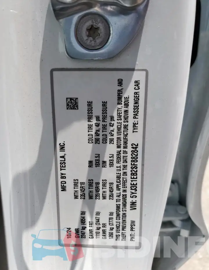 5YJ3E1EB2SF882842 Photo# 12