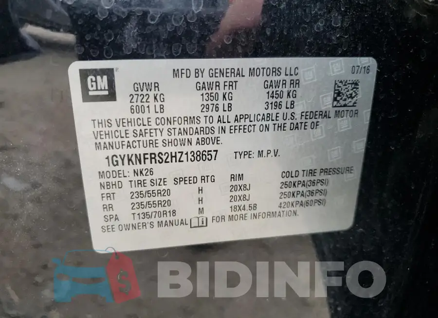1GYKNFRS2HZ138657 Photo# 12
