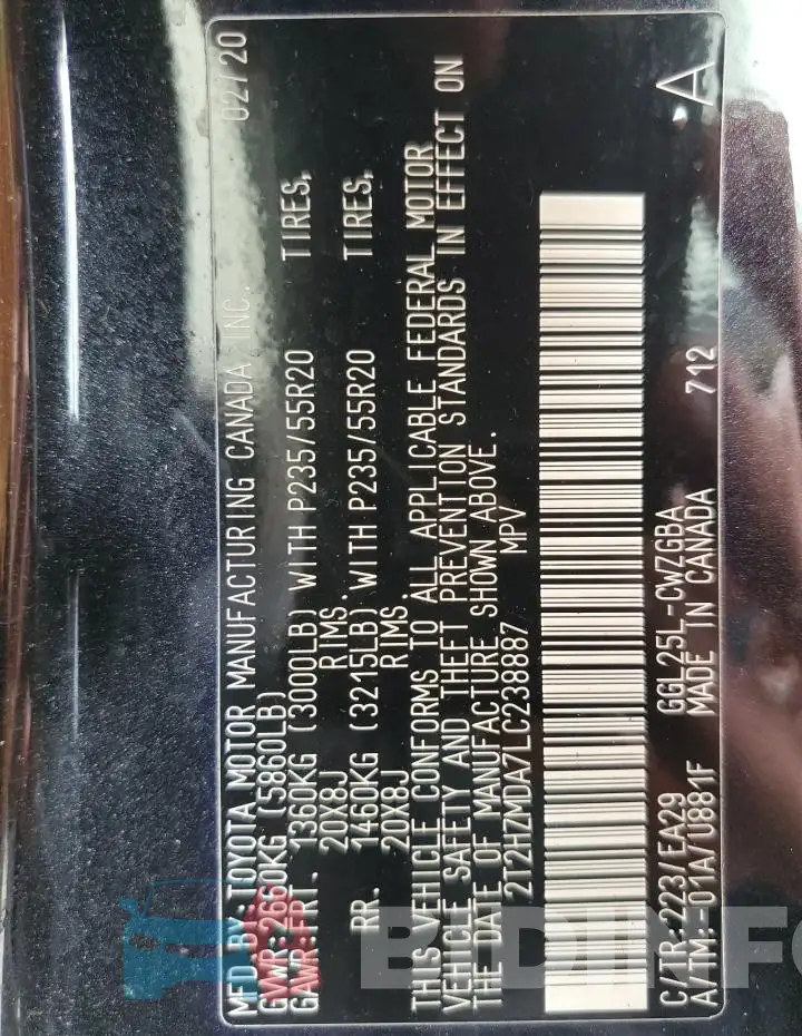 2T2HZMDA7LC238887 Photo# 13