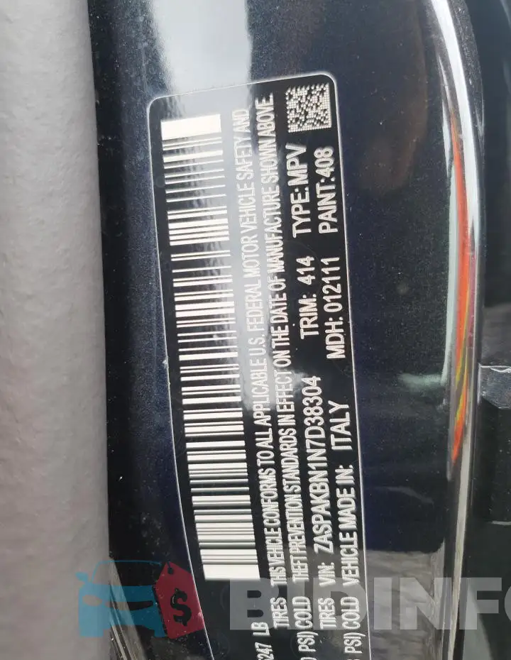 ZASPAKBN1N7D38304 Photo# 14