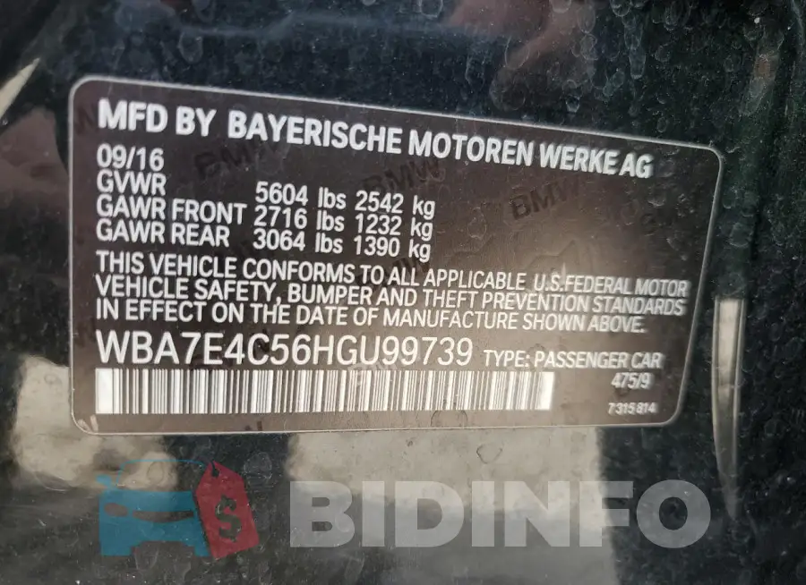 WBA7E4C56HGU99739 Photo# 13