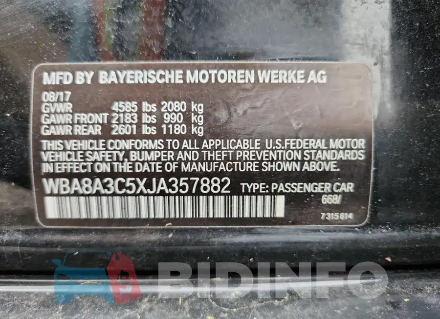 WBA8A3C5XJA357882 Photo# 12
