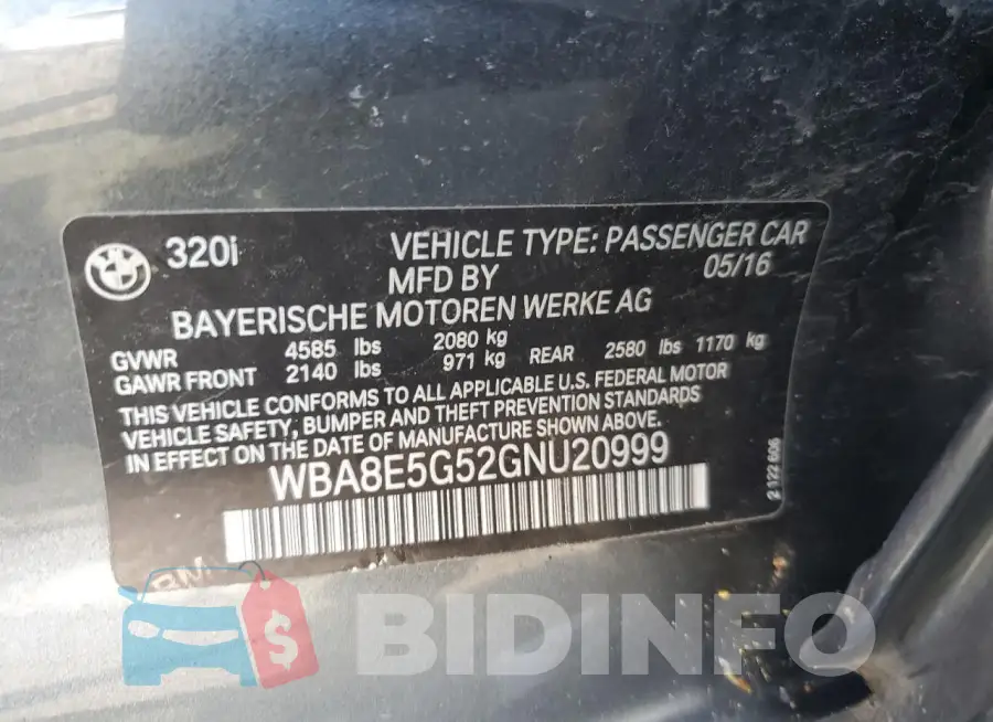 WBA8E5G52GNU20999 Photo# 12