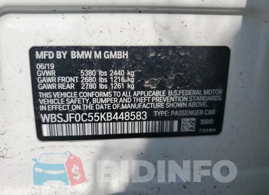 WBSJF0C55KB448583 Photo# 12