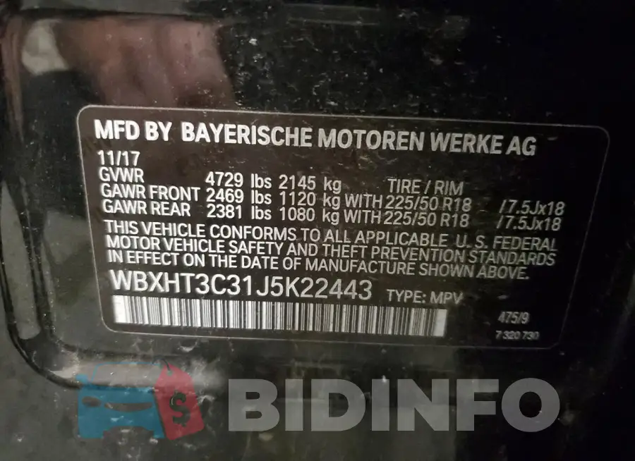 WBXHT3C31J5K22443 Photo# 13