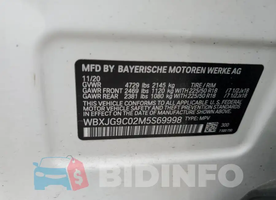 WBXJG9C02M5S69998 Photo# 14