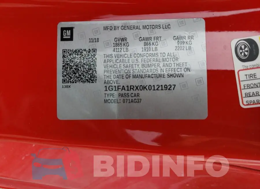 1G1FA1RX0K0121927 Photo# 12