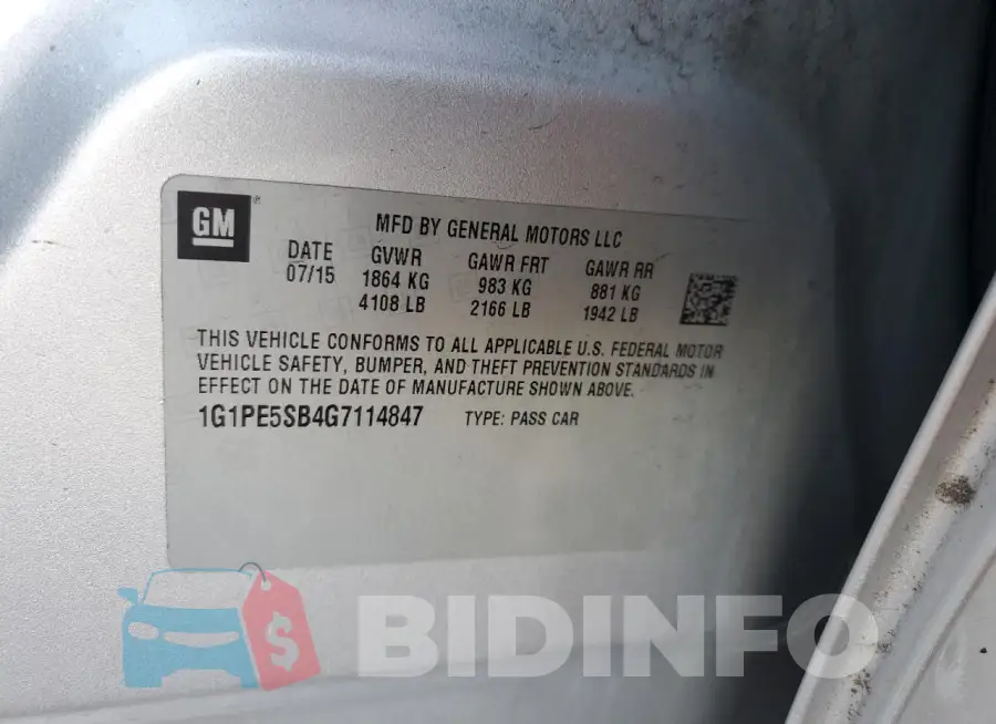 1G1PE5SB4G7114847 Photo# 13
