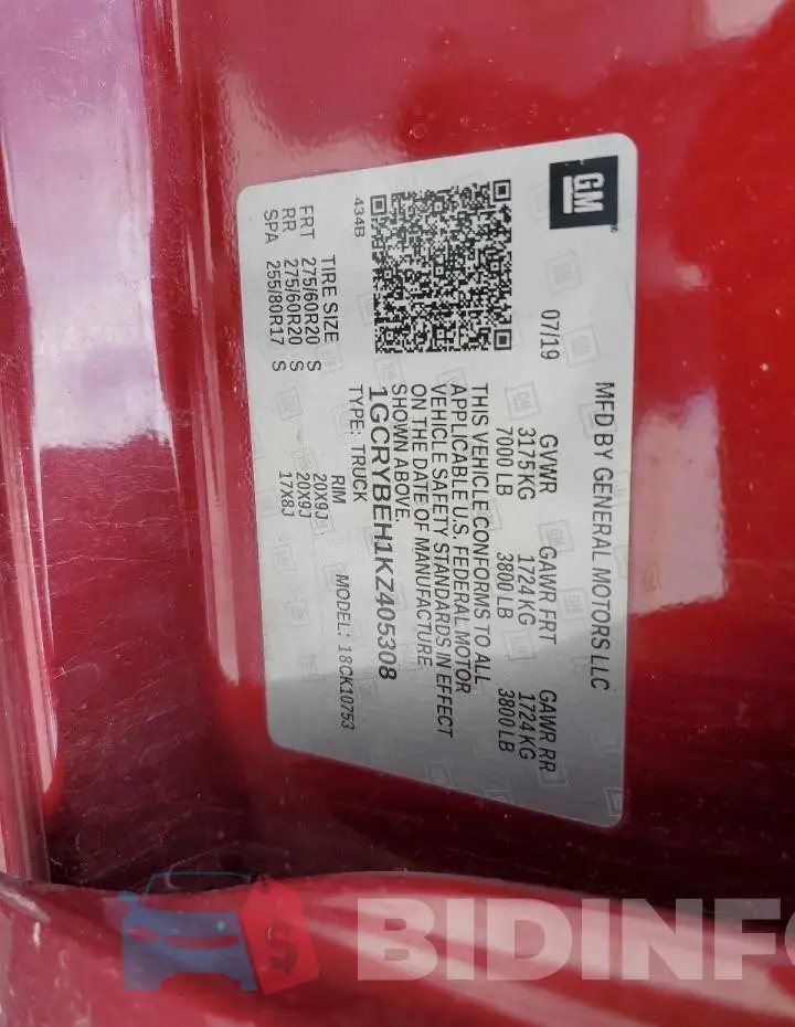 1GCRYBEH1KZ405308 Photo# 12